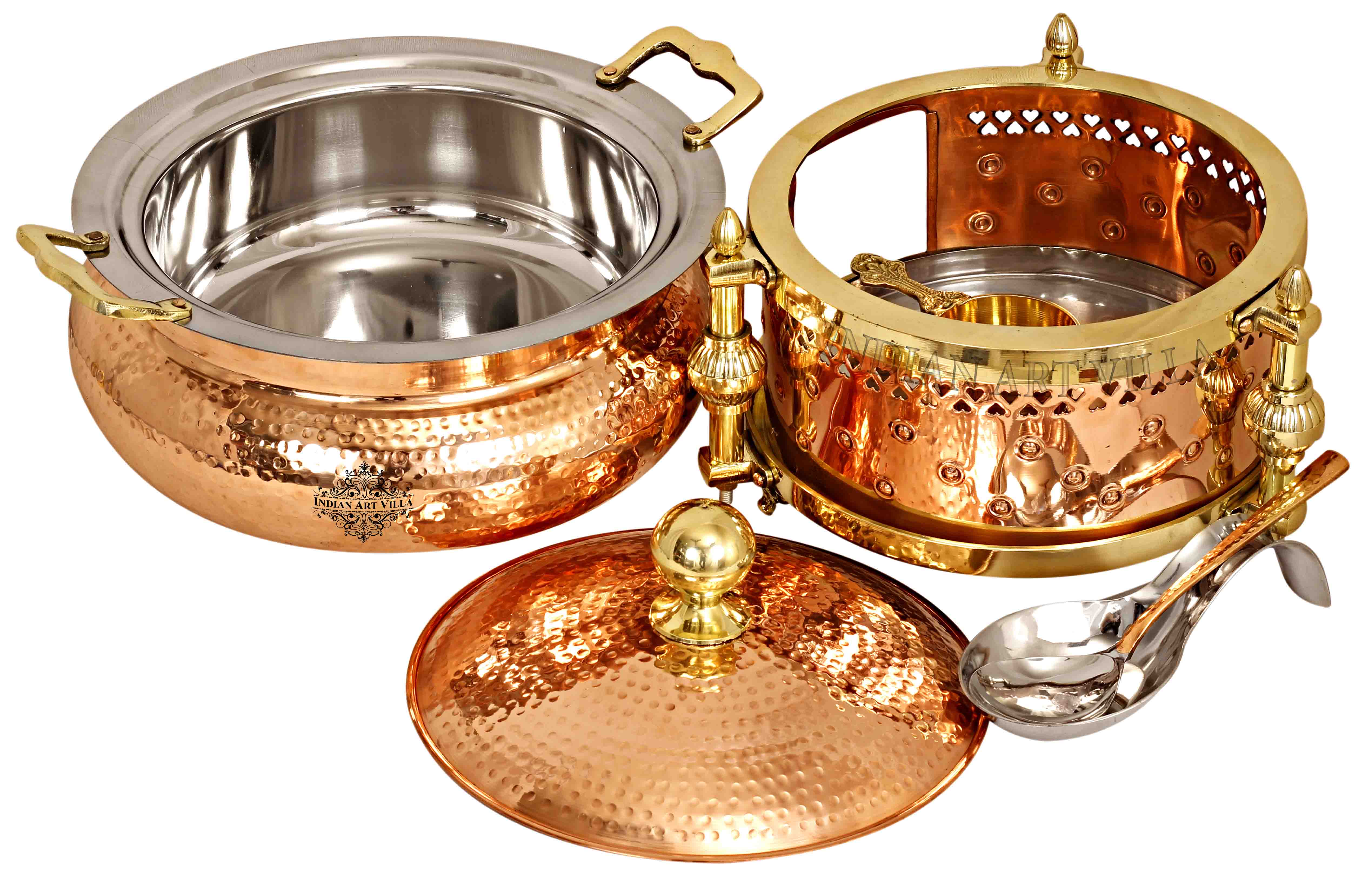 Pure Steel Copper Hammered Design Chafing Dish with Sigdi
