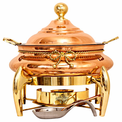 Pure Steel Copper Chafing Dish with Brass fuel Gel Stand & Serving Spoon