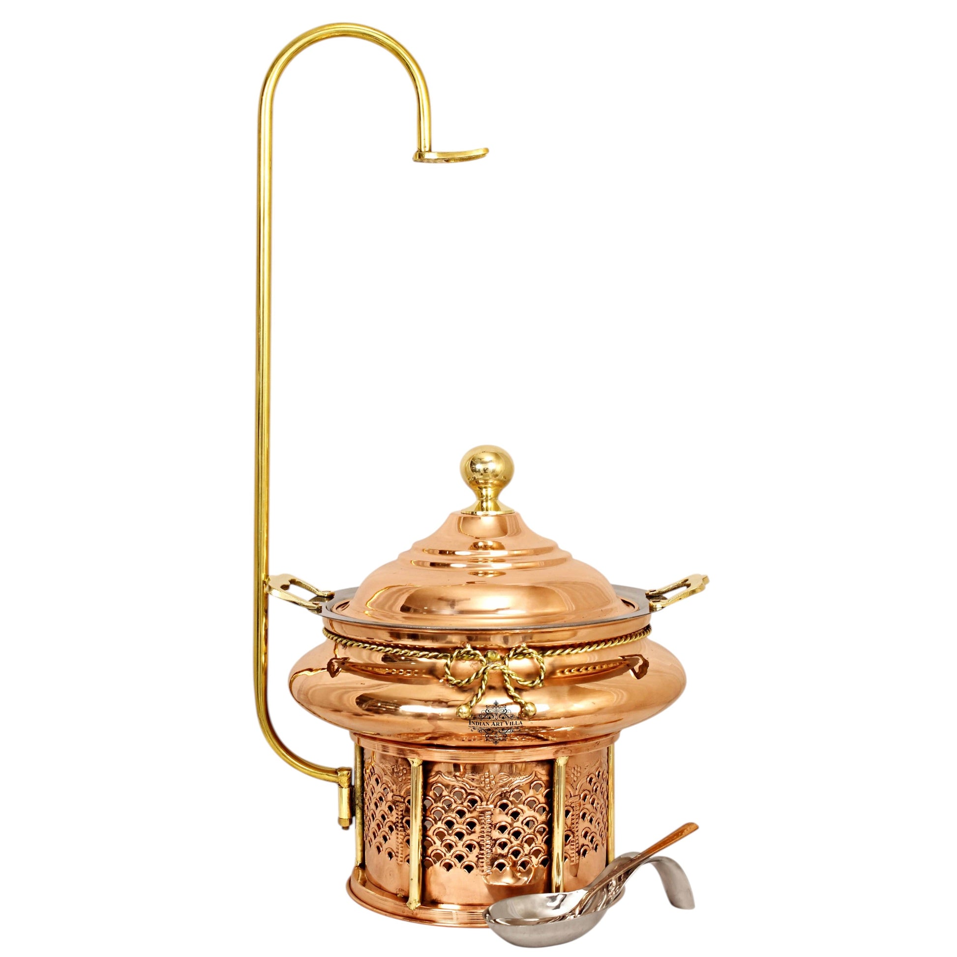Steel Copper Chafing Dish with Sigdi Gelfuel Stand & Handle, Buffet Warmer Serveware Party