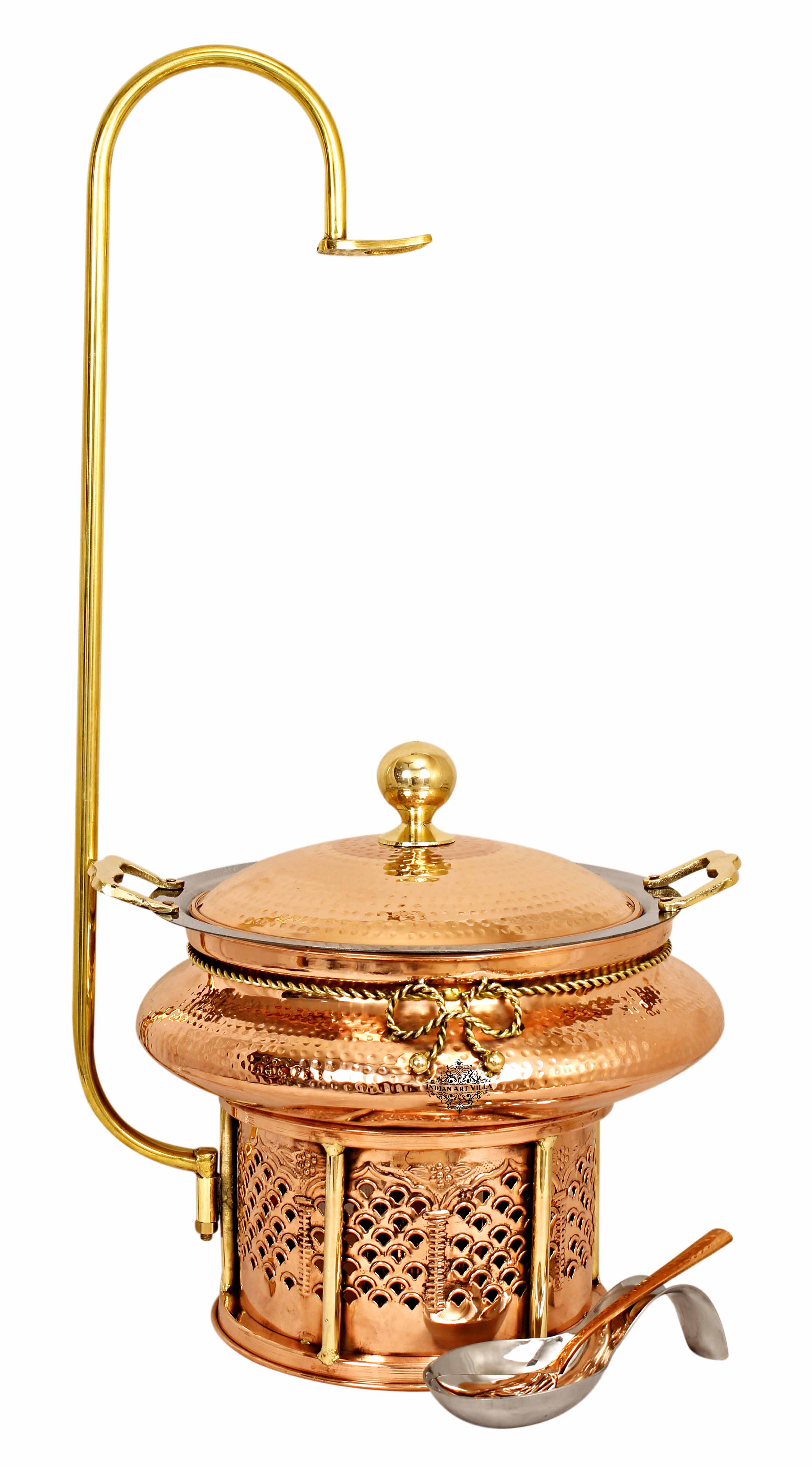 Pure Steel Copper Hammered design Chaffing Dish with Sigdi Stand