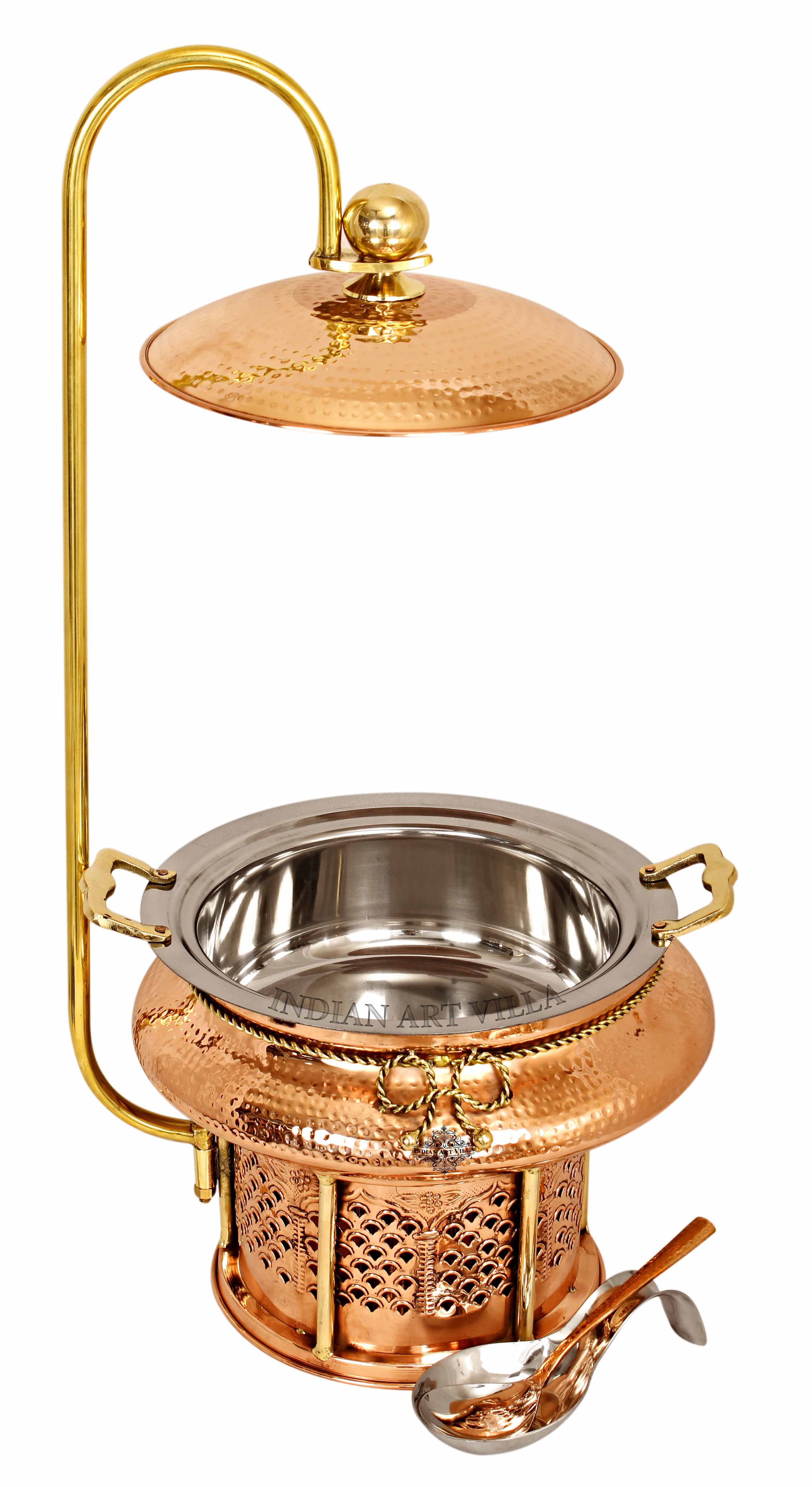 Pure Steel Copper Hammered design Chaffing Dish with Sigdi Stand