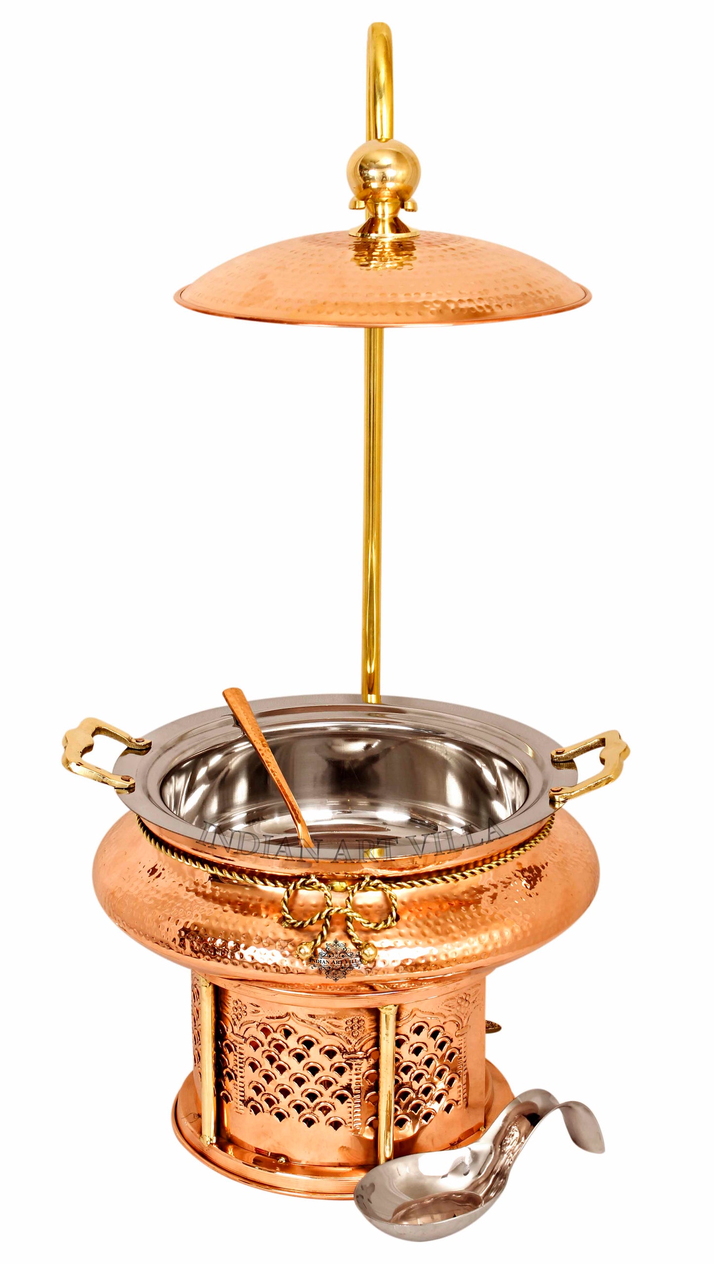 Pure Steel Copper Hammered design Chaffing Dish with Sigdi Stand