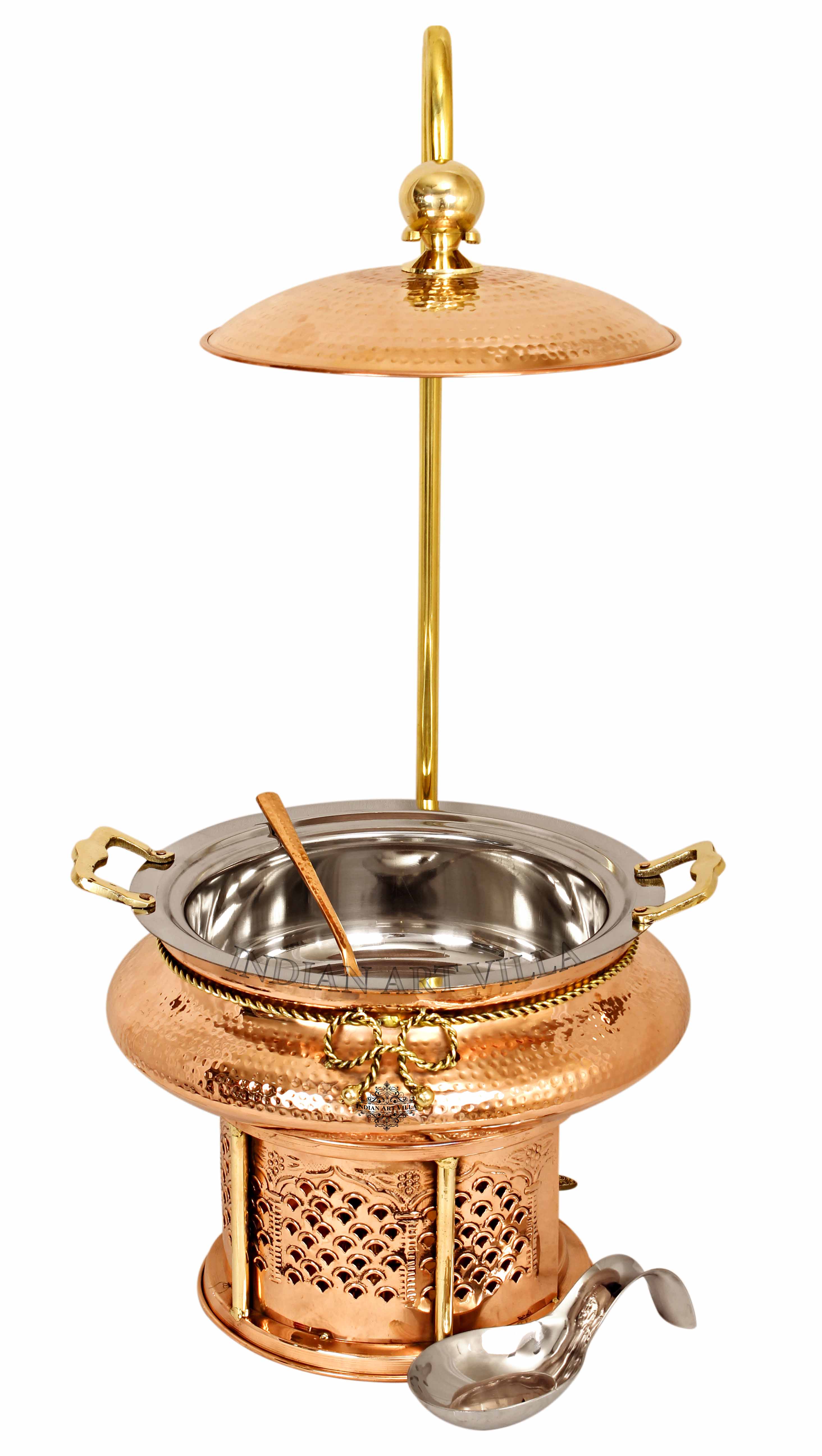 Pure Steel Copper Hammered design Chaffing Dish with Sigdi Stand