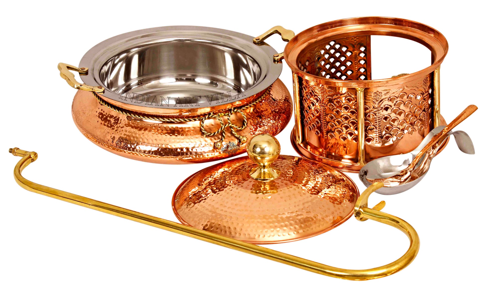Pure Steel Copper Hammered design Chaffing Dish with Sigdi Stand