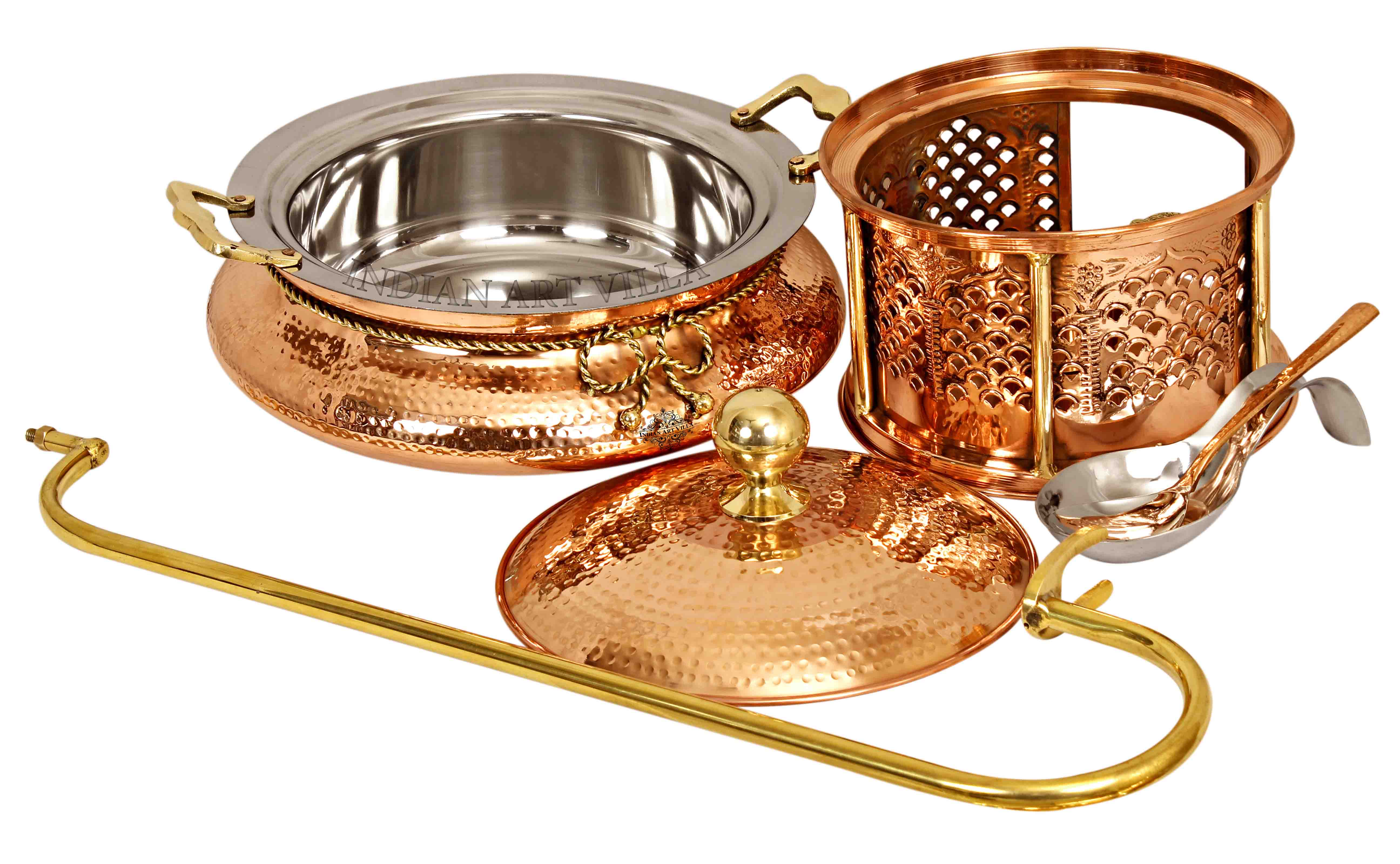 Pure Steel Copper Hammered design Chaffing Dish with Sigdi Stand