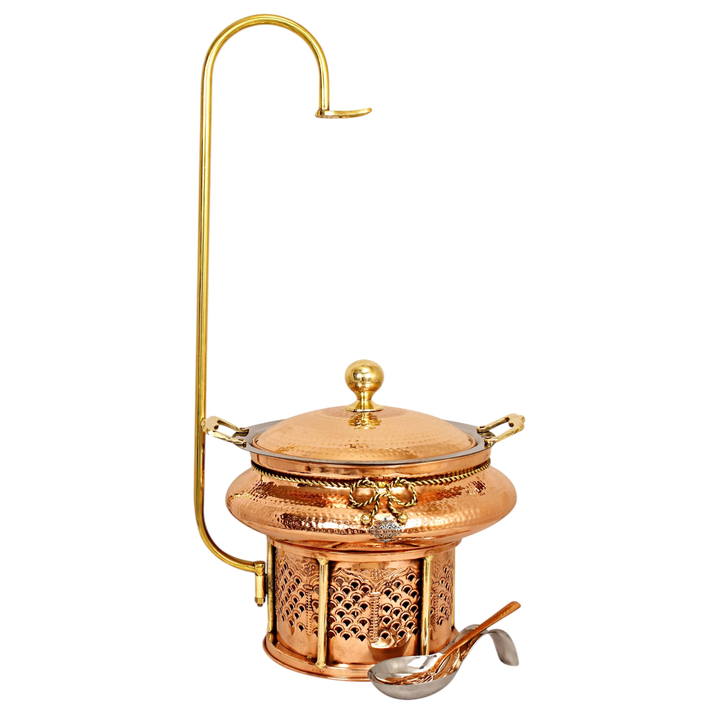 Pure Steel Copper Hammered design Chaffing Dish with Sigdi Stand