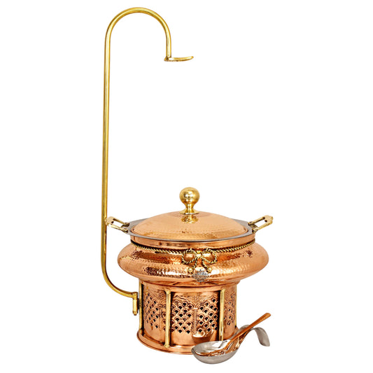 Pure Steel Copper Hammered design Chaffing Dish with Sigdi Stand