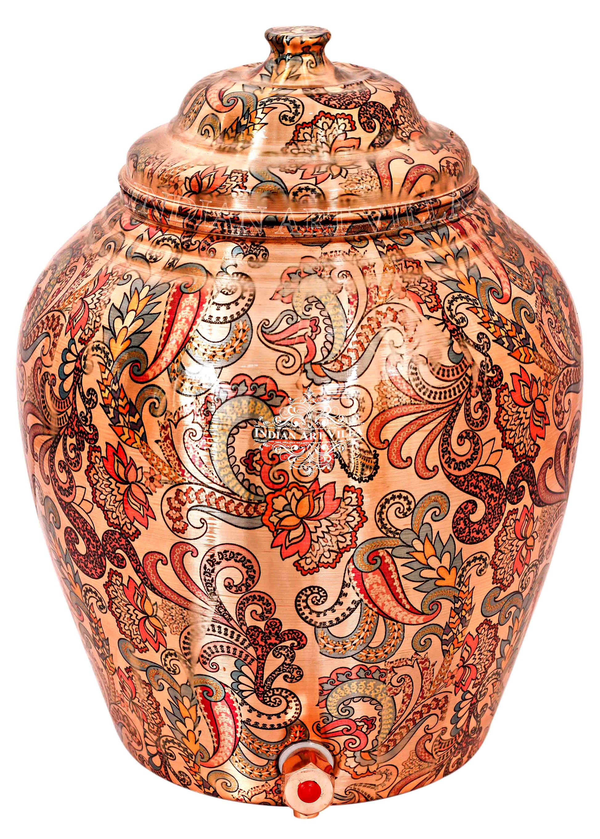 Handmade Pure Copper Designer Light Peach Water Pot 13 Ltr.