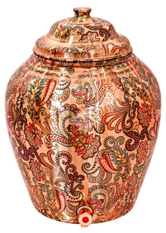 Handmade Pure Copper Designer Light Peach Water Pot 13 Ltr.