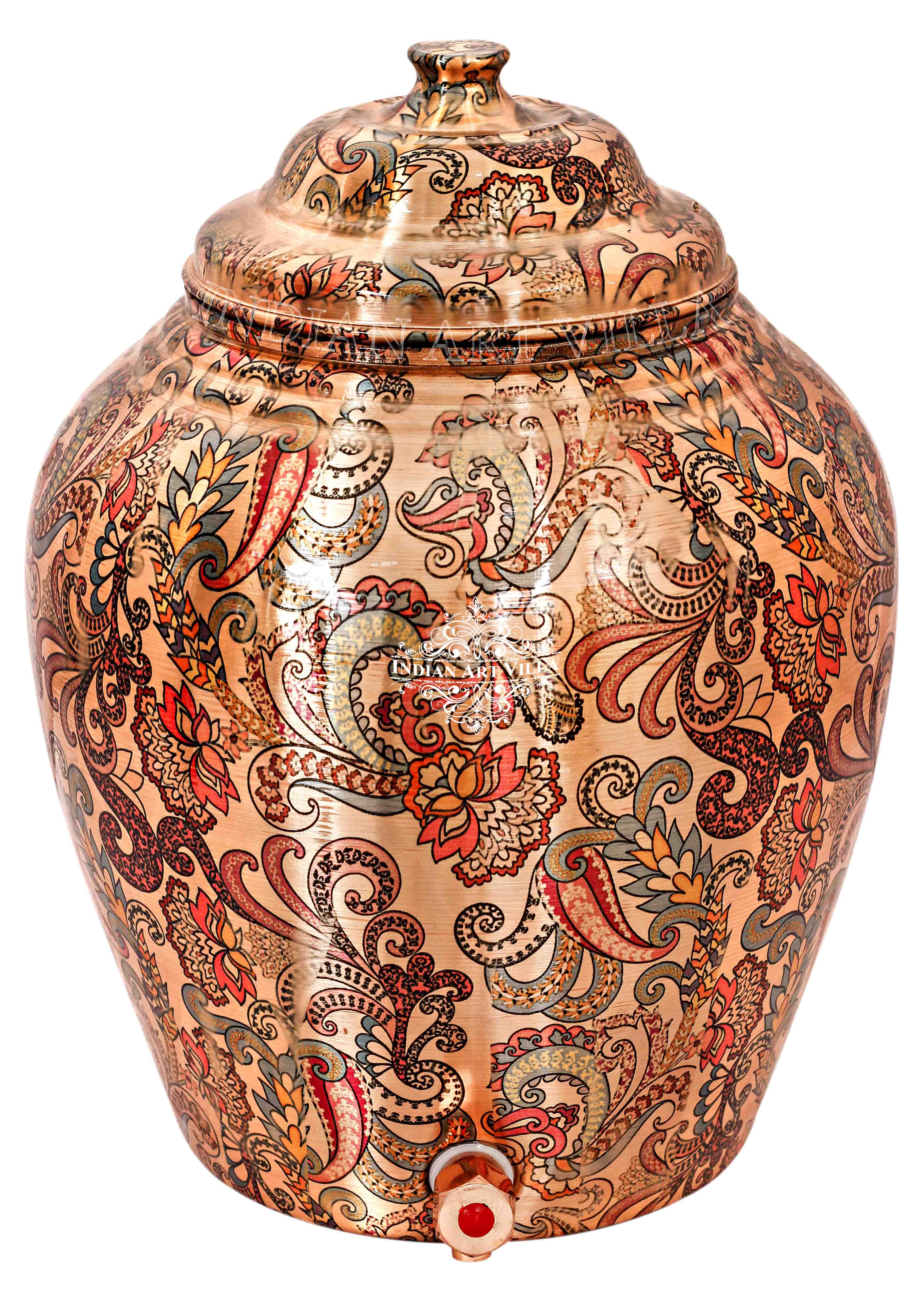 Handmade Pure Copper Designer Light Peach Water Pot 13 Ltr.