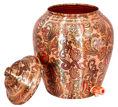 Handmade Pure Copper Designer Light Peach Water Pot 13 Ltr.