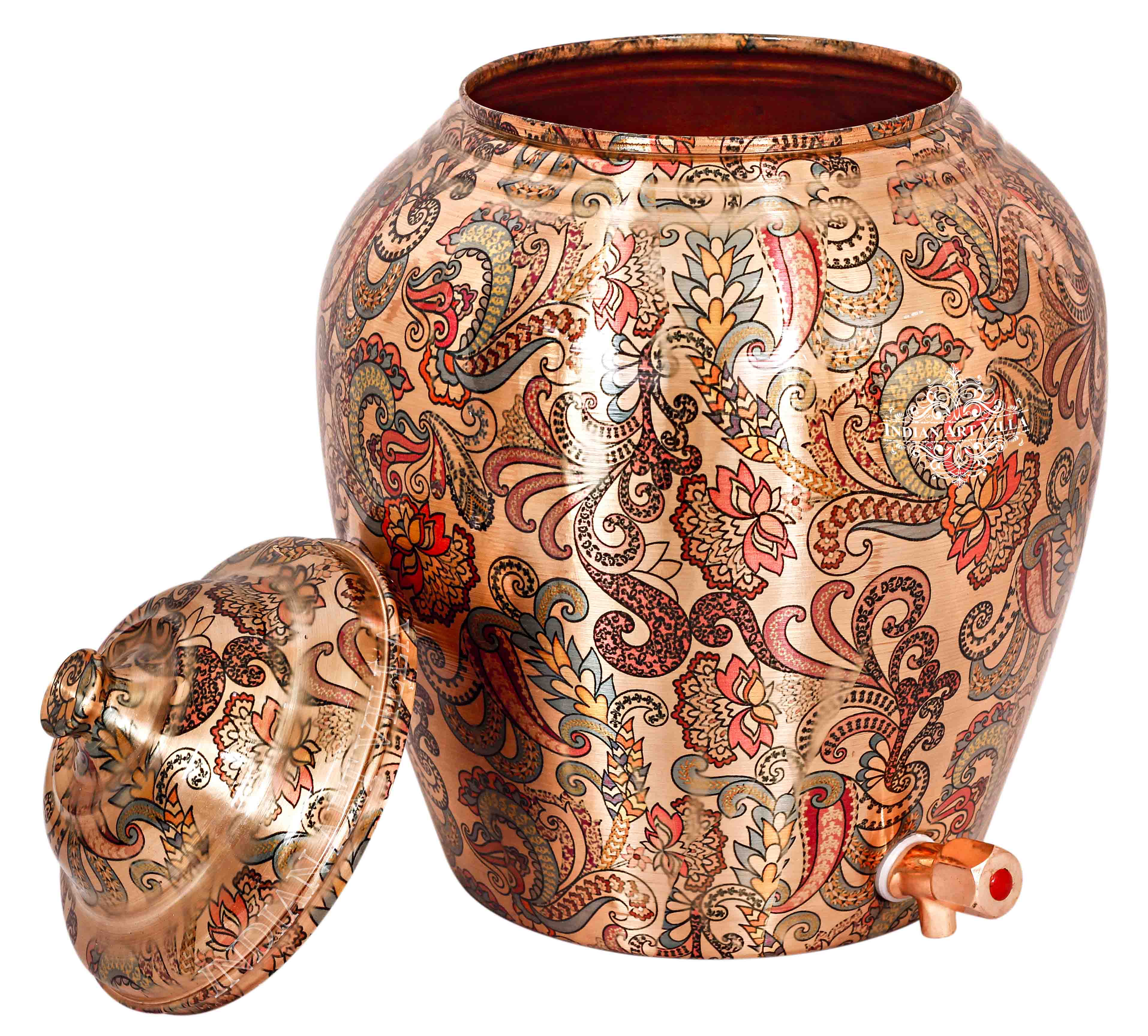 Handmade Pure Copper Designer Light Peach Water Pot 13 Ltr.