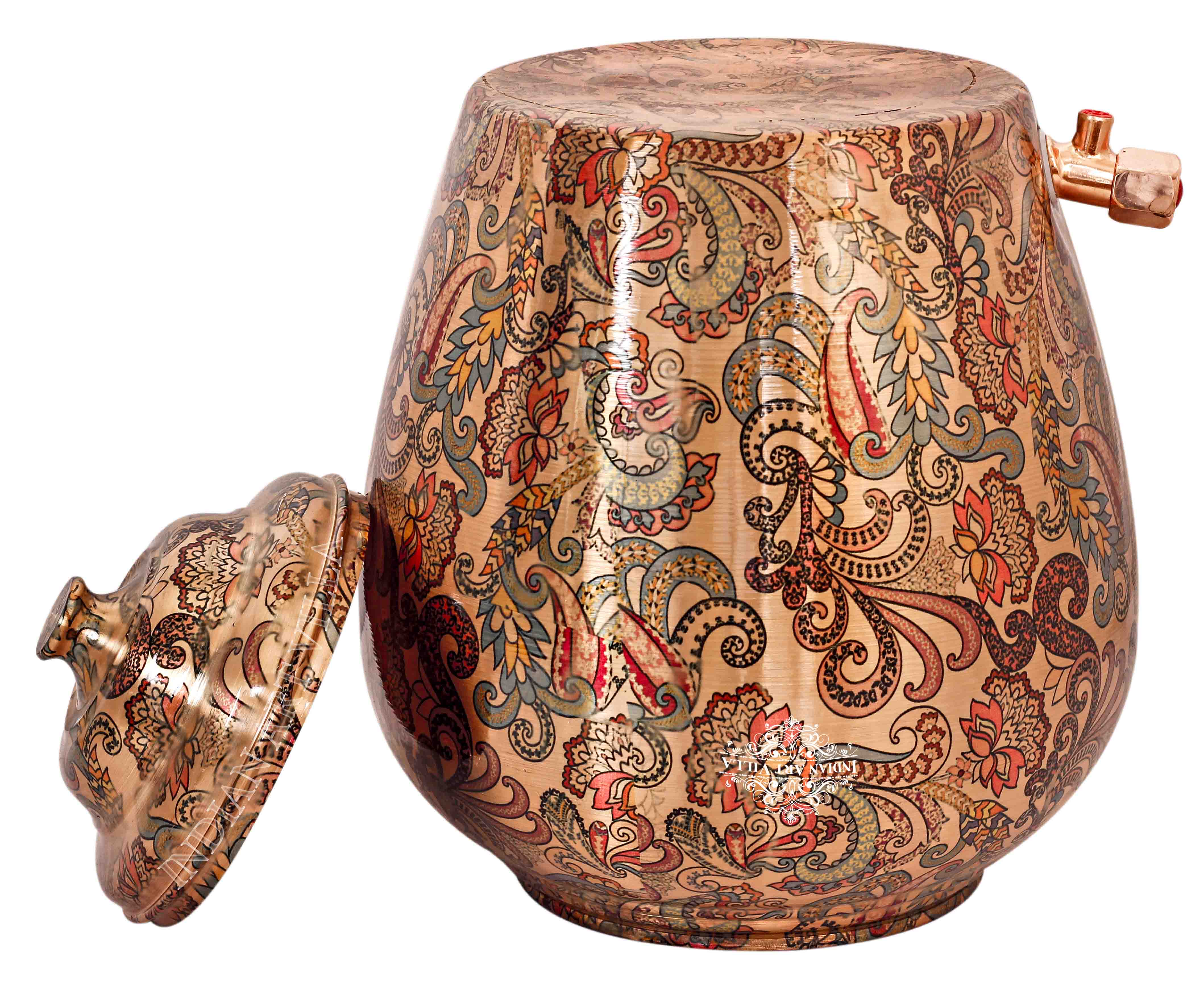 Handmade Pure Copper Designer Light Peach Water Pot 13 Ltr.