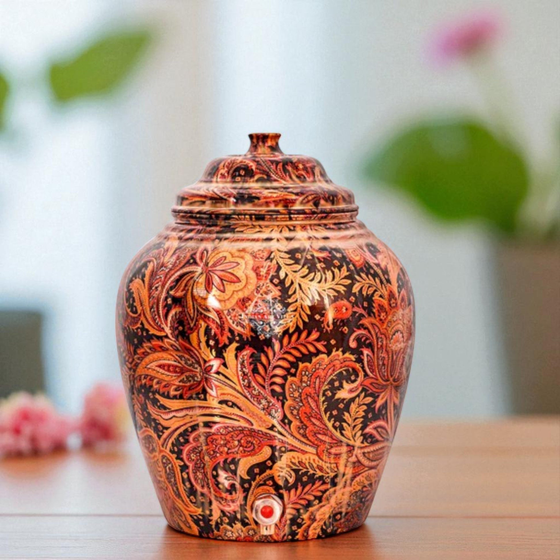 Pure Copper Designer Brown Water Pot Dispenser