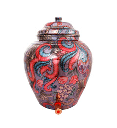 Handcrafted Pure Copper Floral Design Purple Water Pot