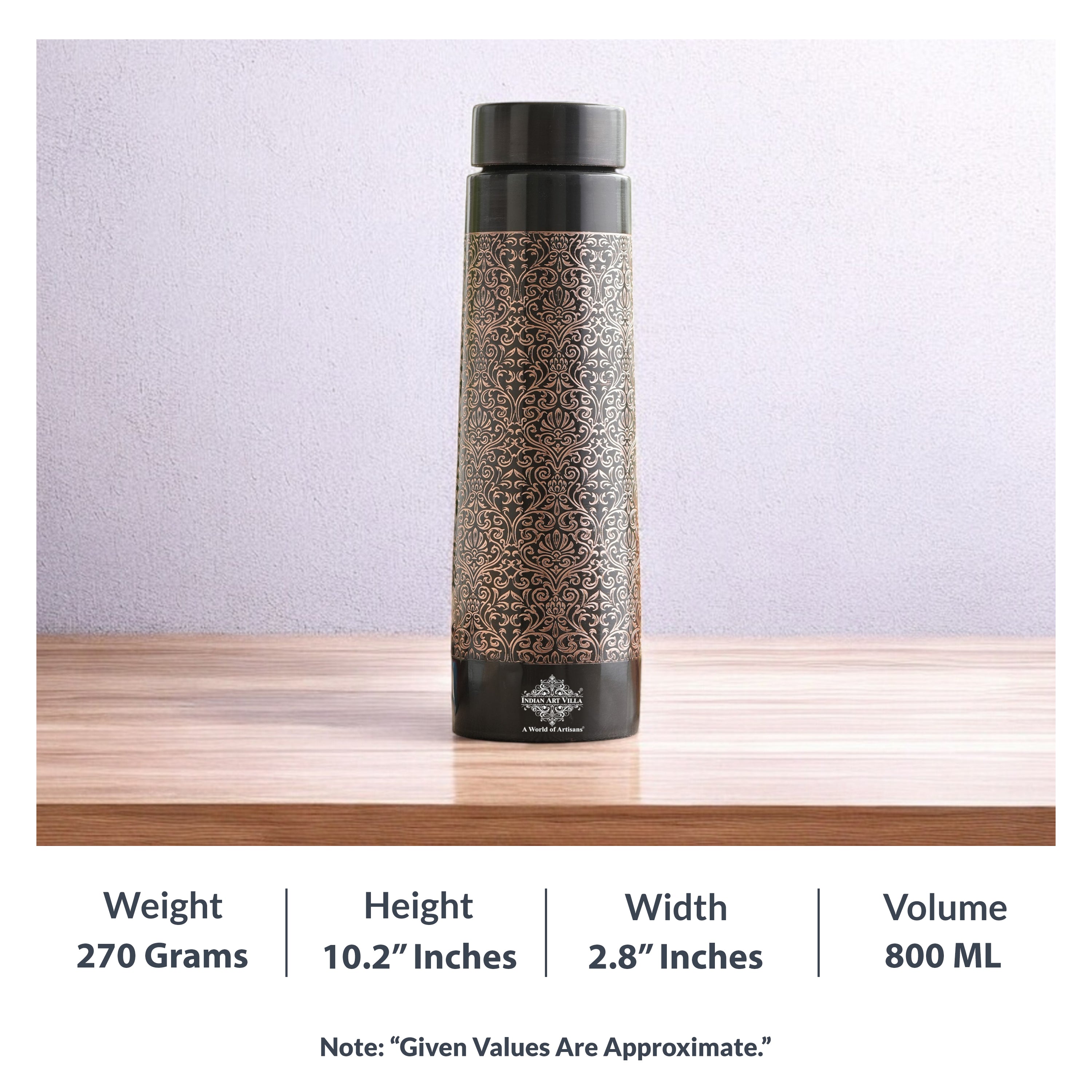 Pure Copper Water Bottle – Pyramid Shape, 900 ML