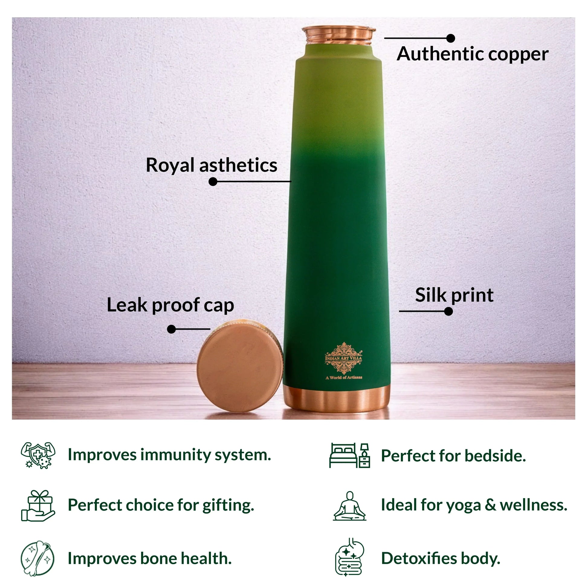 Pure Copper Bottle with Pyramid Shape and Eye-Catching Colors – 800 ML