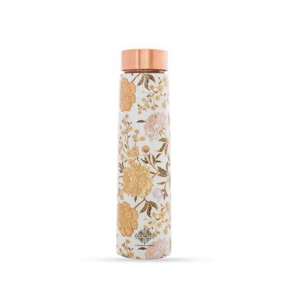 Pure Copper Water Bottle with Pyramid Shape Gold Print Design, 800 ML