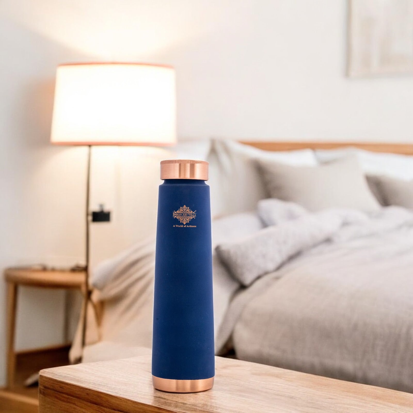 Pure Copper Bottle with Pyramid Shape Silk Finish Design – 800 ML