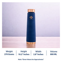 Pure Copper Bottle with Pyramid Shape Silk Finish Design – 800 ML