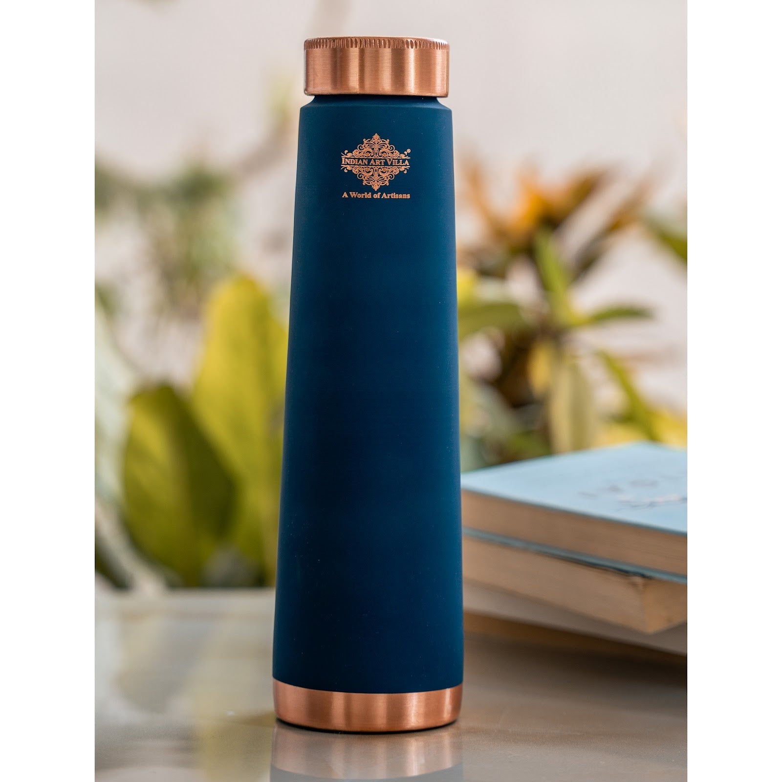 Pure Copper Bottle with Pyramid Shape Silk Finish Design – 800 ML