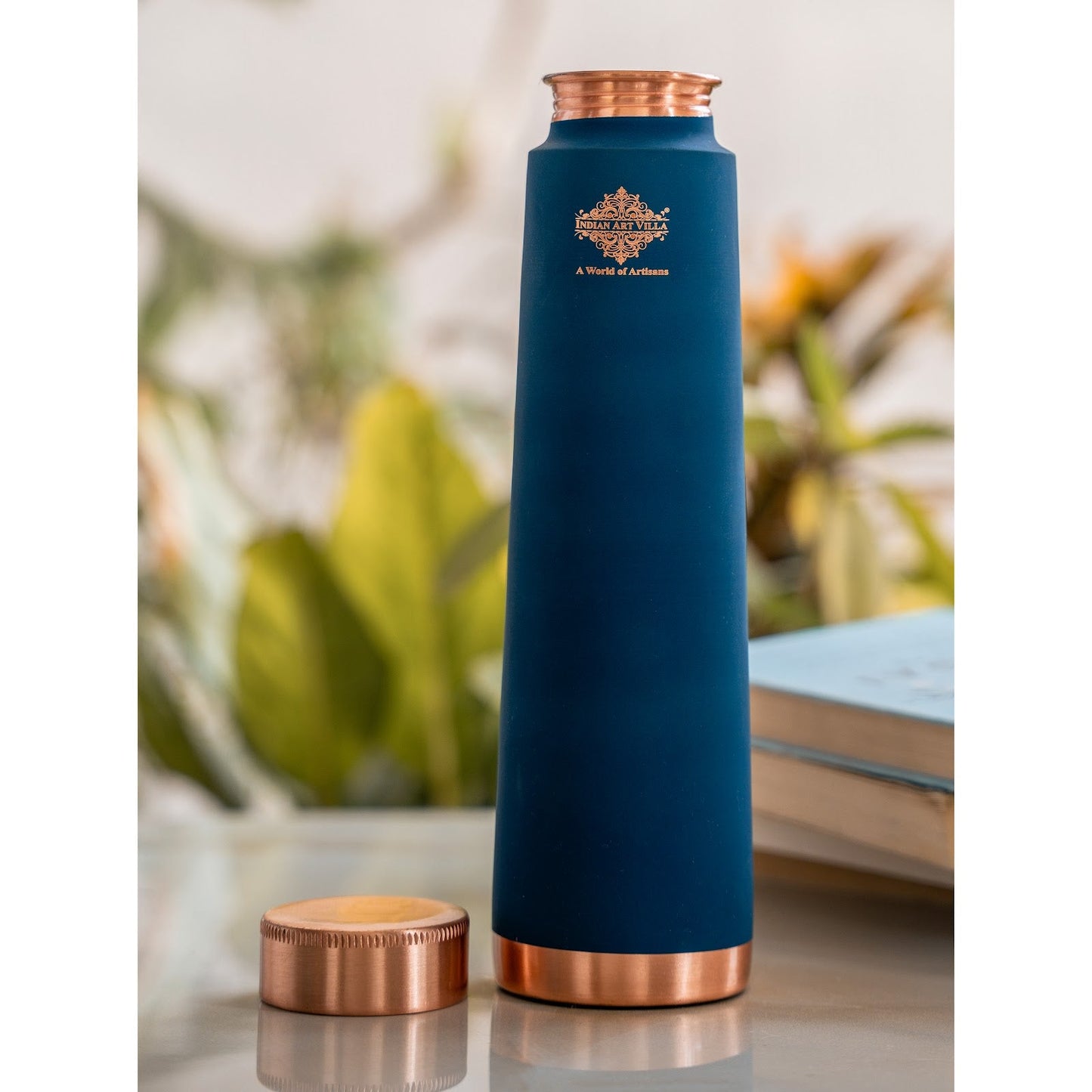 Pure Copper Bottle with Pyramid Shape Silk Finish Design – 800 ML