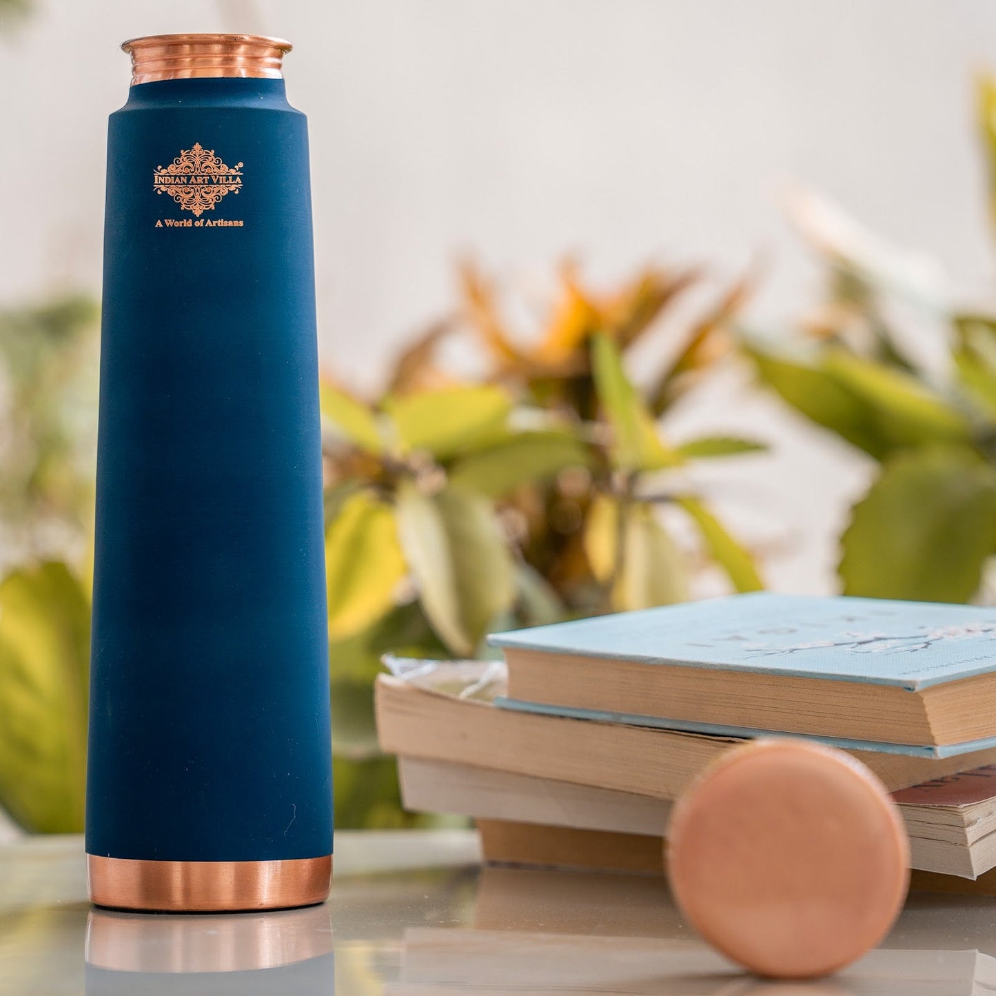 Pure Copper Bottle with Pyramid Shape Silk Finish Design – 800 ML