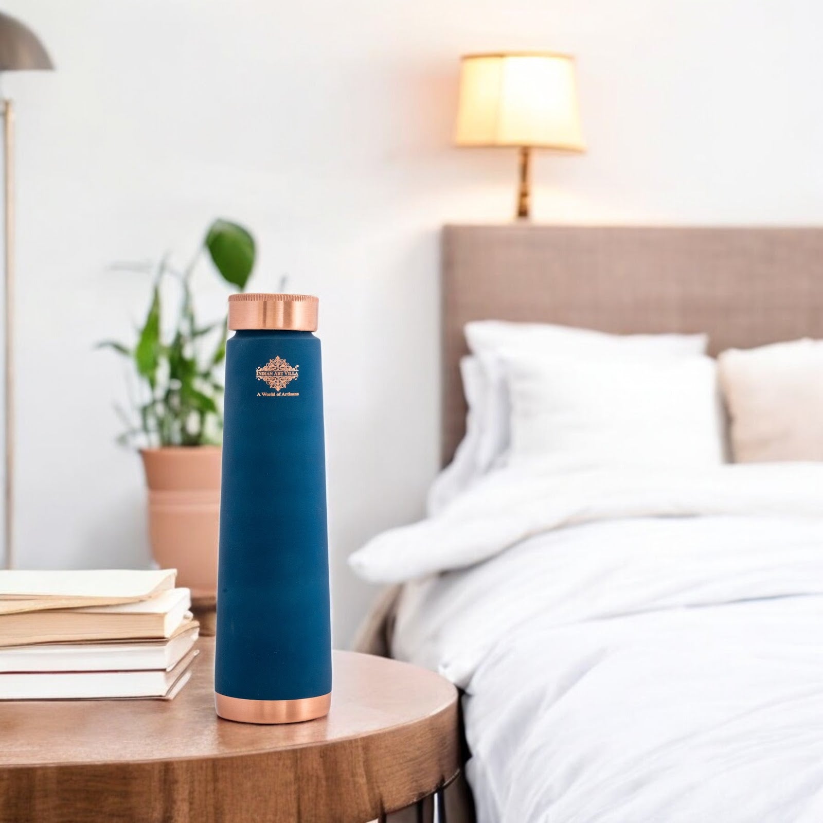 Pure Copper Bottle with Pyramid Shape Silk Finish Design – 800 ML