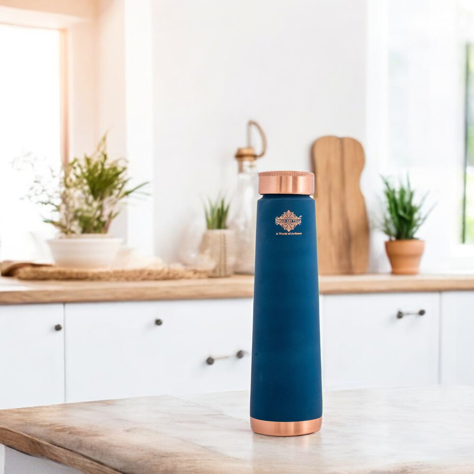 Personalized Copper Pyramid Shape Silk Finish Water Bottle