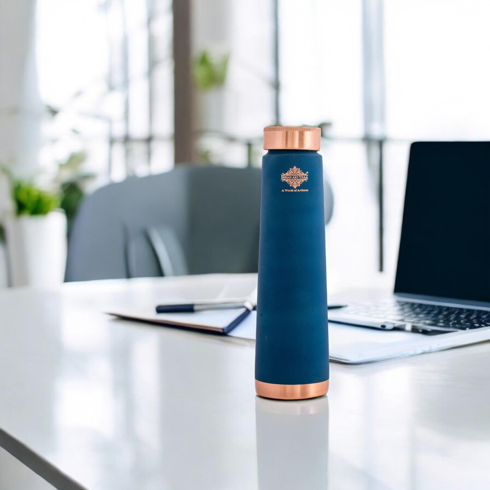Pure Copper Bottle with Pyramid Shape Silk Finish Design – 800 ML