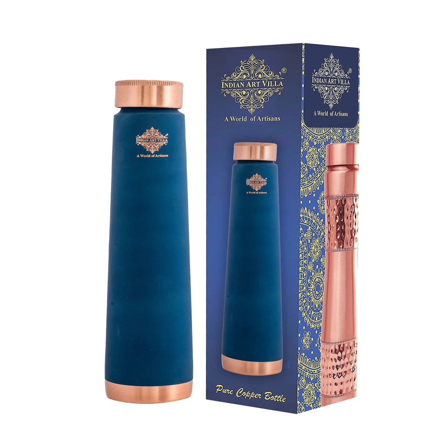 Pure Copper Bottle with Pyramid Shape Silk Finish Design – 800 ML