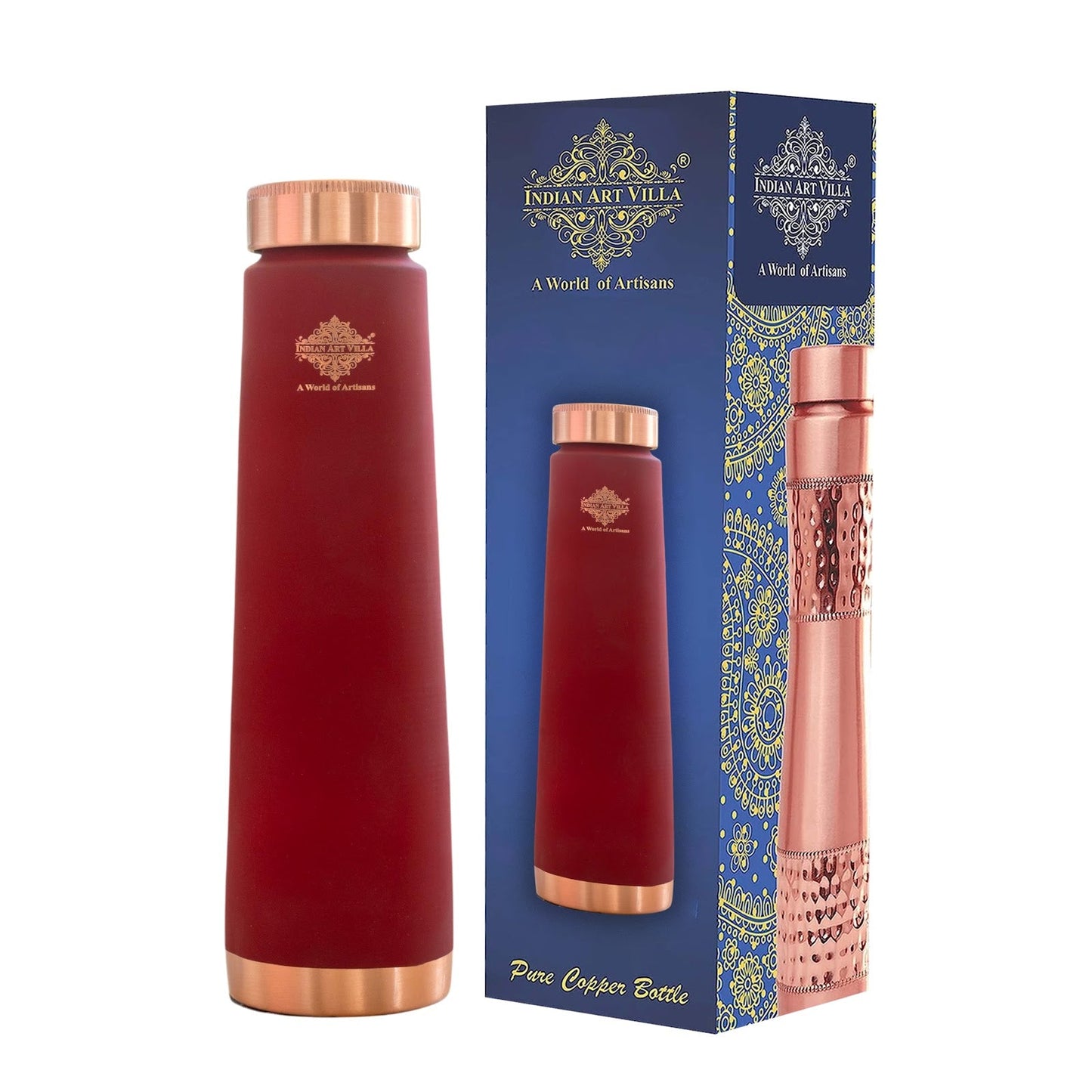 Pure Copper Bottle with Pyramid Shape Silk Finish Design – 800 ML