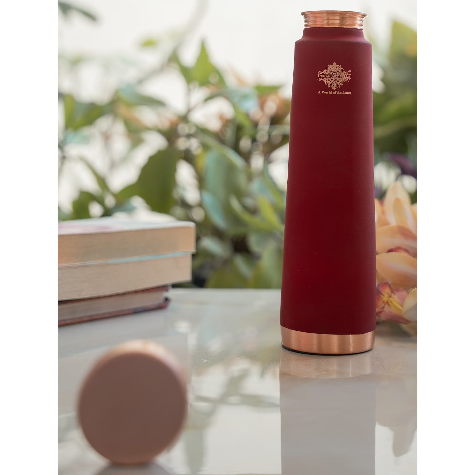 Pure Copper Bottle with Pyramid Shape Silk Finish Design – 800 ML