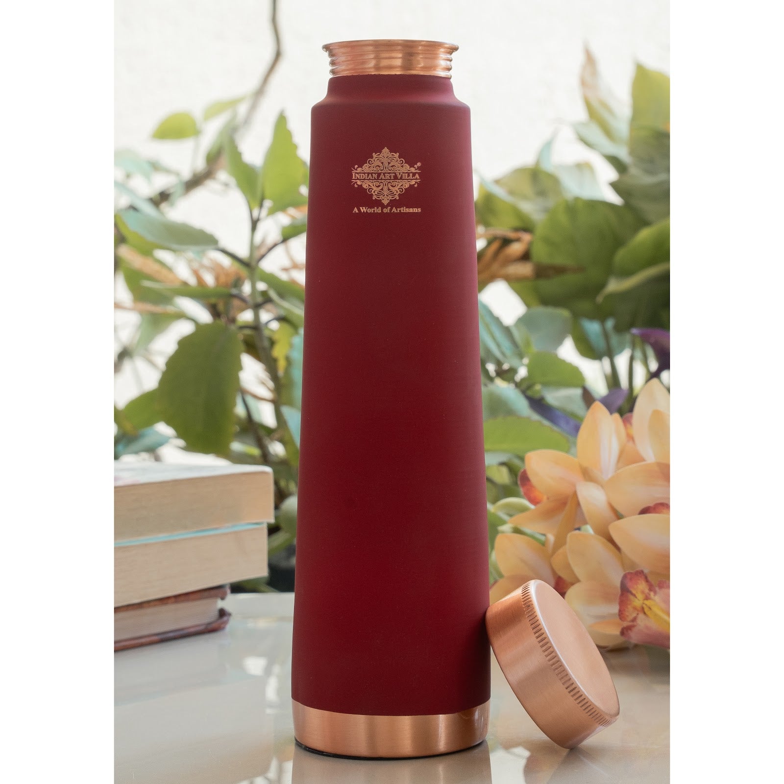 Pure Copper Bottle with Pyramid Shape Silk Finish Design – 800 ML