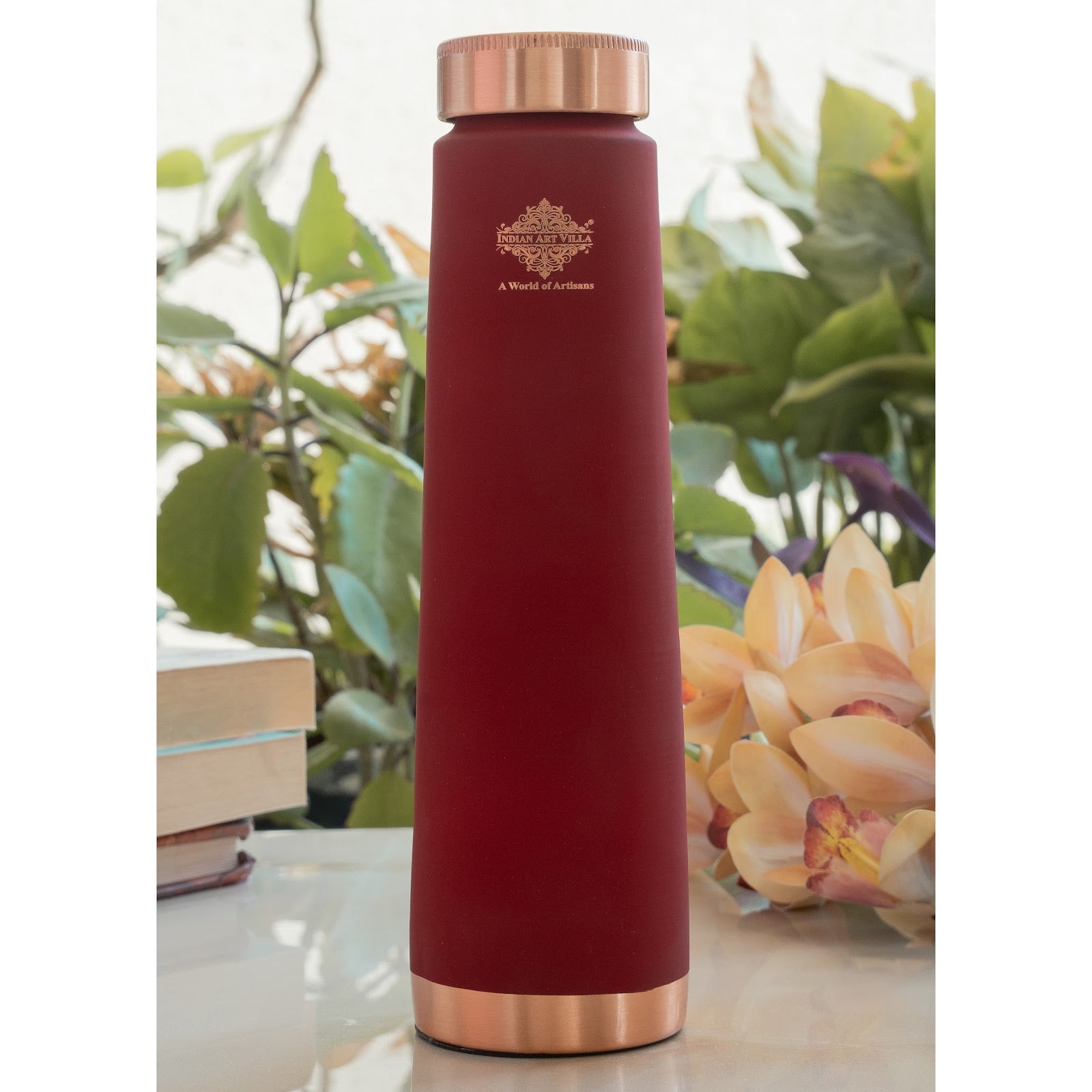 Pure Copper Bottle with Pyramid Shape Silk Finish Design – 800 ML