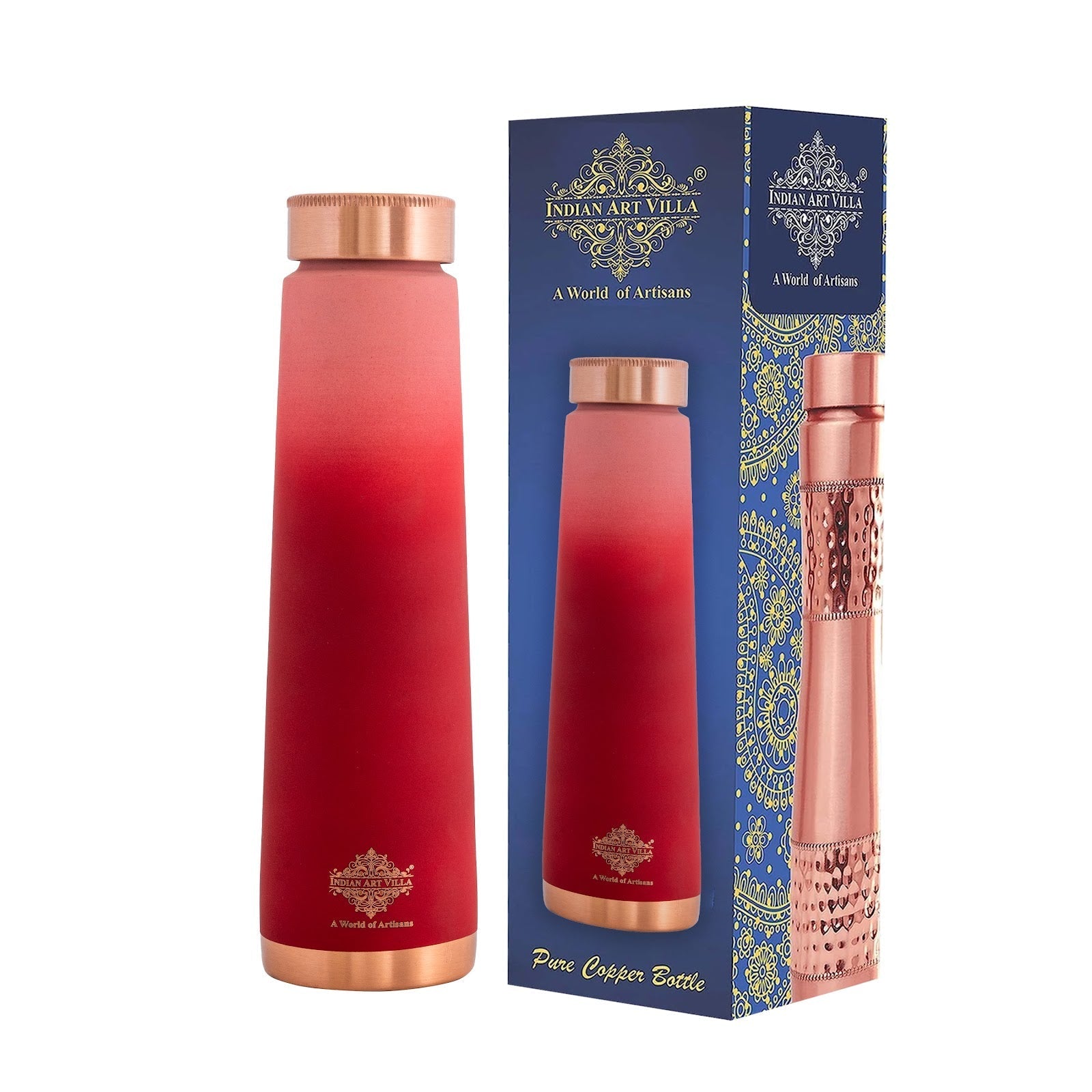 Pure Copper Bottle with Pyramid Shape and Eye-Catching Colors – 800 ML