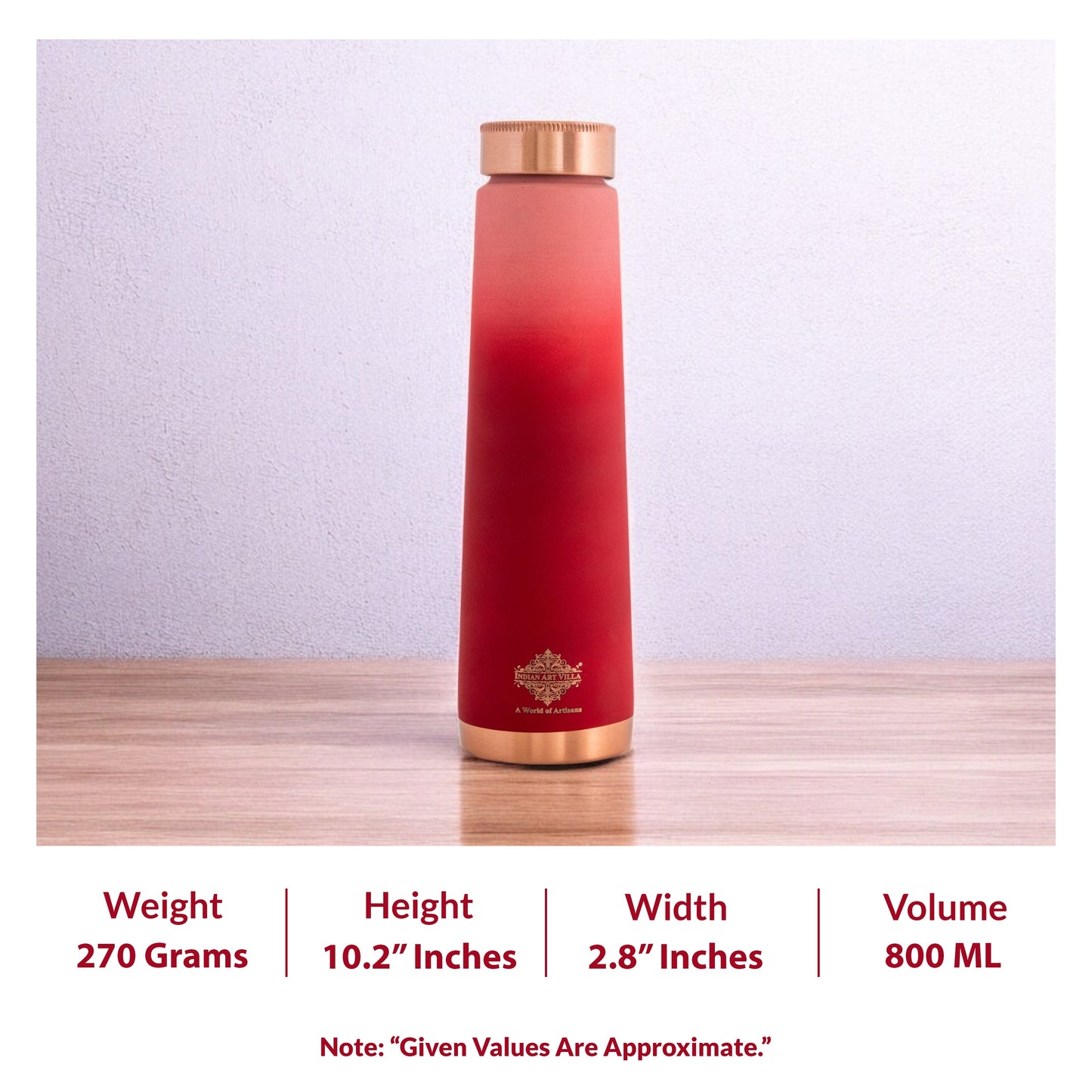 Pure Copper Bottle with Pyramid Shape and Eye-Catching Colors – 800 ML