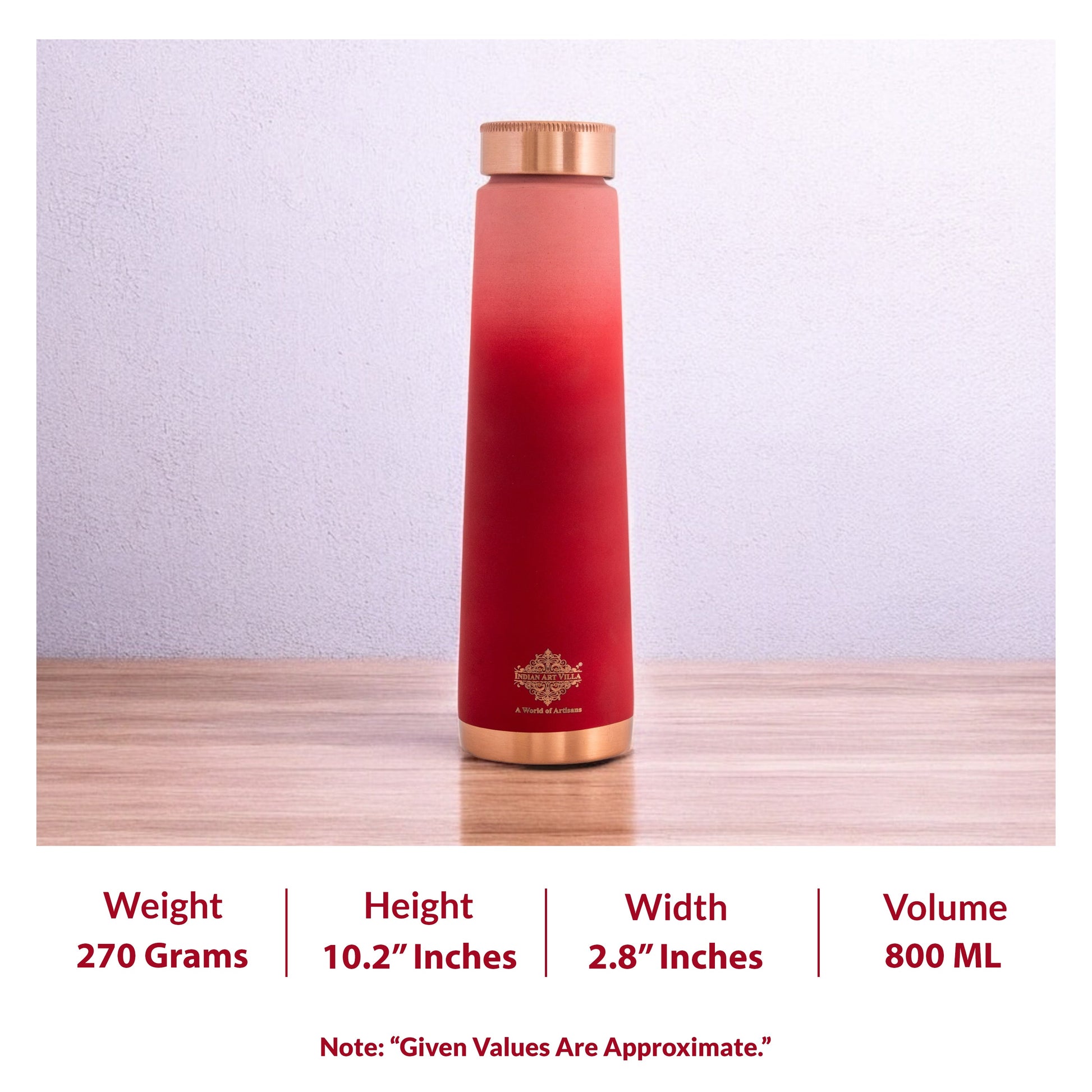 Pure Copper Bottle with Pyramid Shape and Eye-Catching Colors – 800 ML