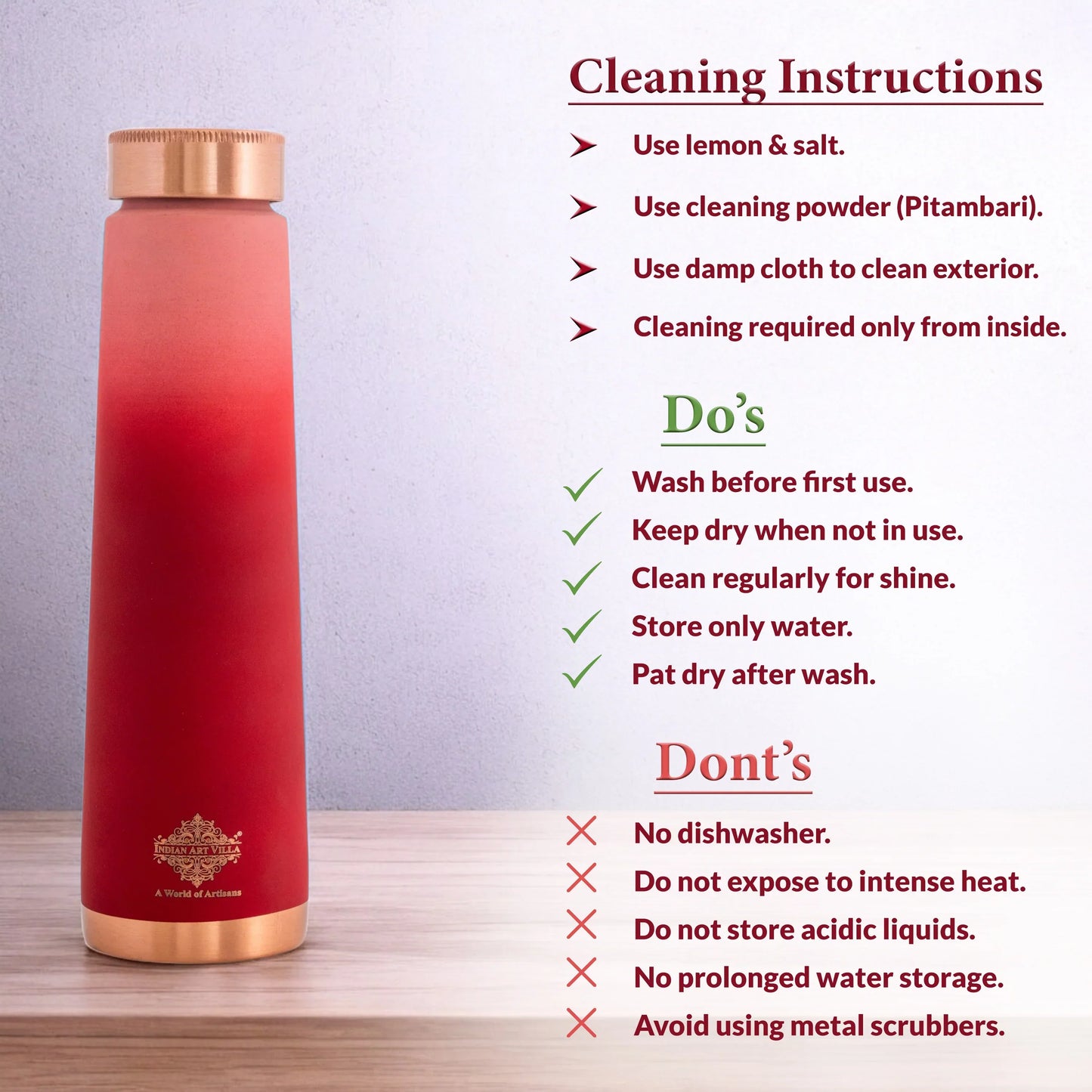 Pure Copper Bottle with Pyramid Shape and Eye-Catching Colors – 800 ML