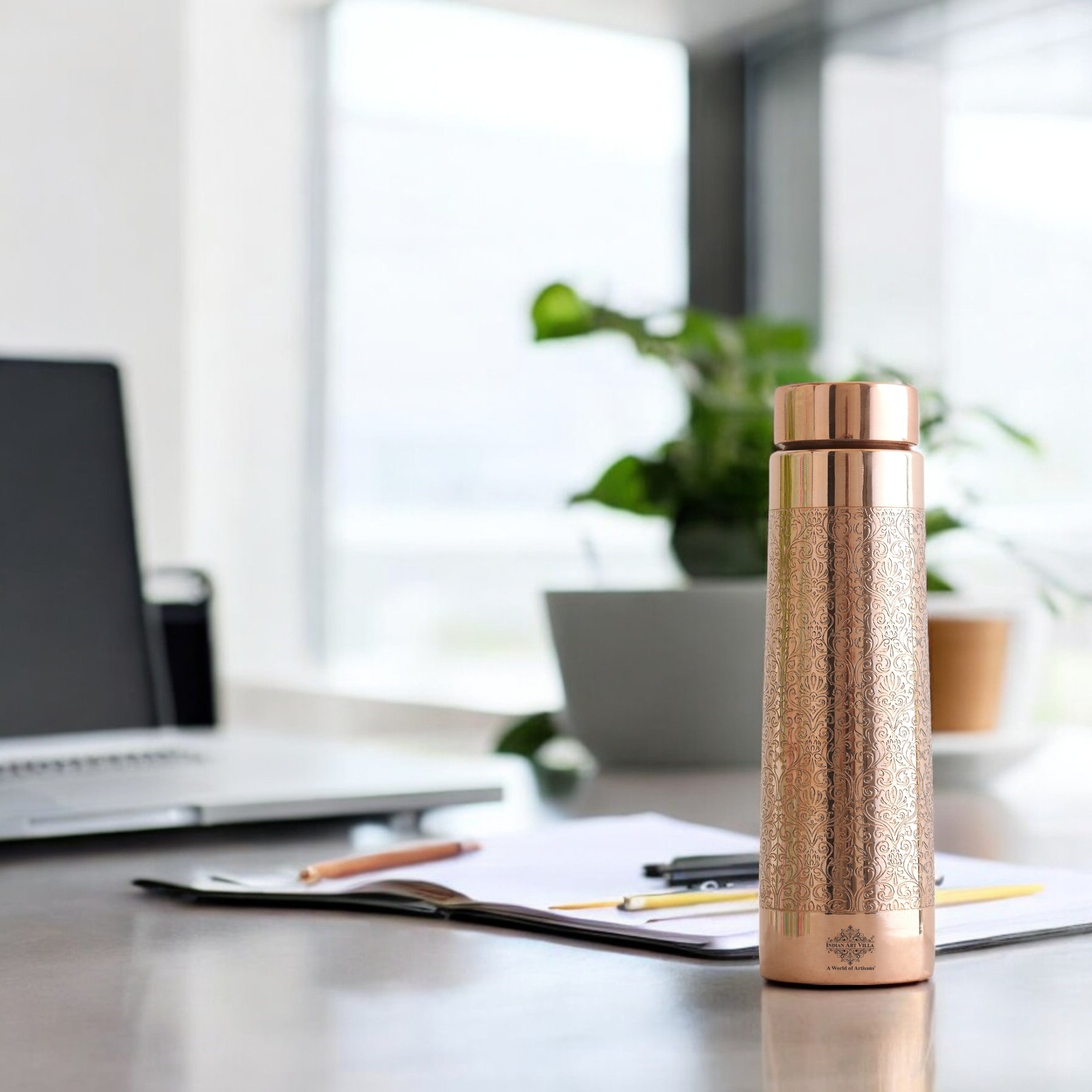 Pure Copper Water Bottle – Pyramid Shape, 900 ML