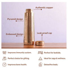 Pure Copper Water Bottle – Pyramid Shape, 900 ML