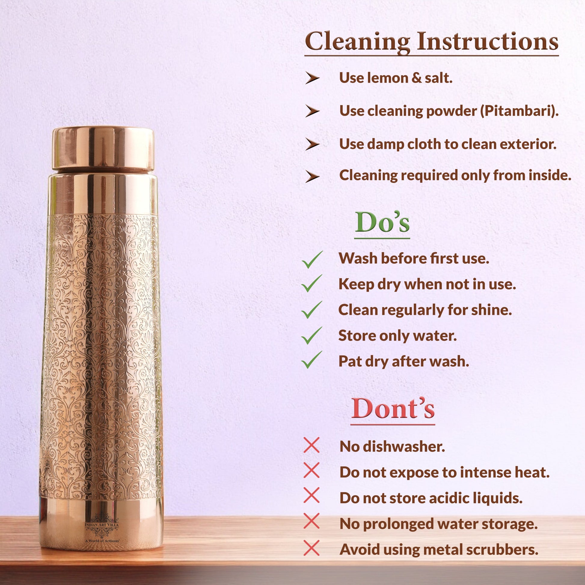 Pure Copper Water Bottle – Pyramid Shape, 900 ML