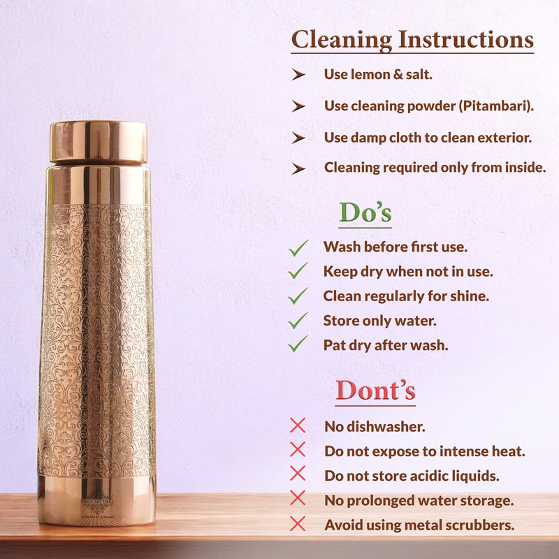 Pure Copper Water Bottle – Pyramid Shape, 900 ML
