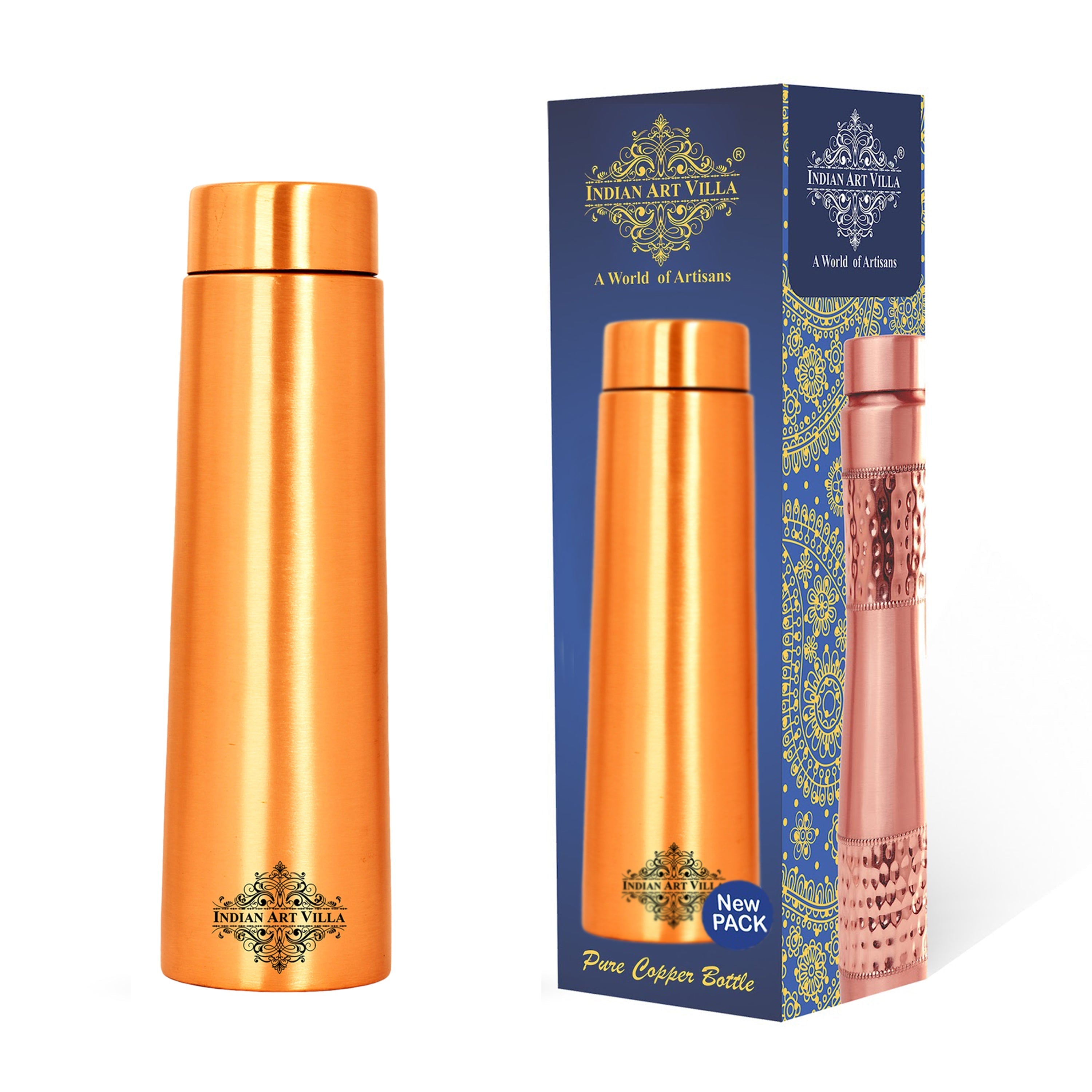 Pure Copper Water Bottle – Pyramid Shape, 900 ML