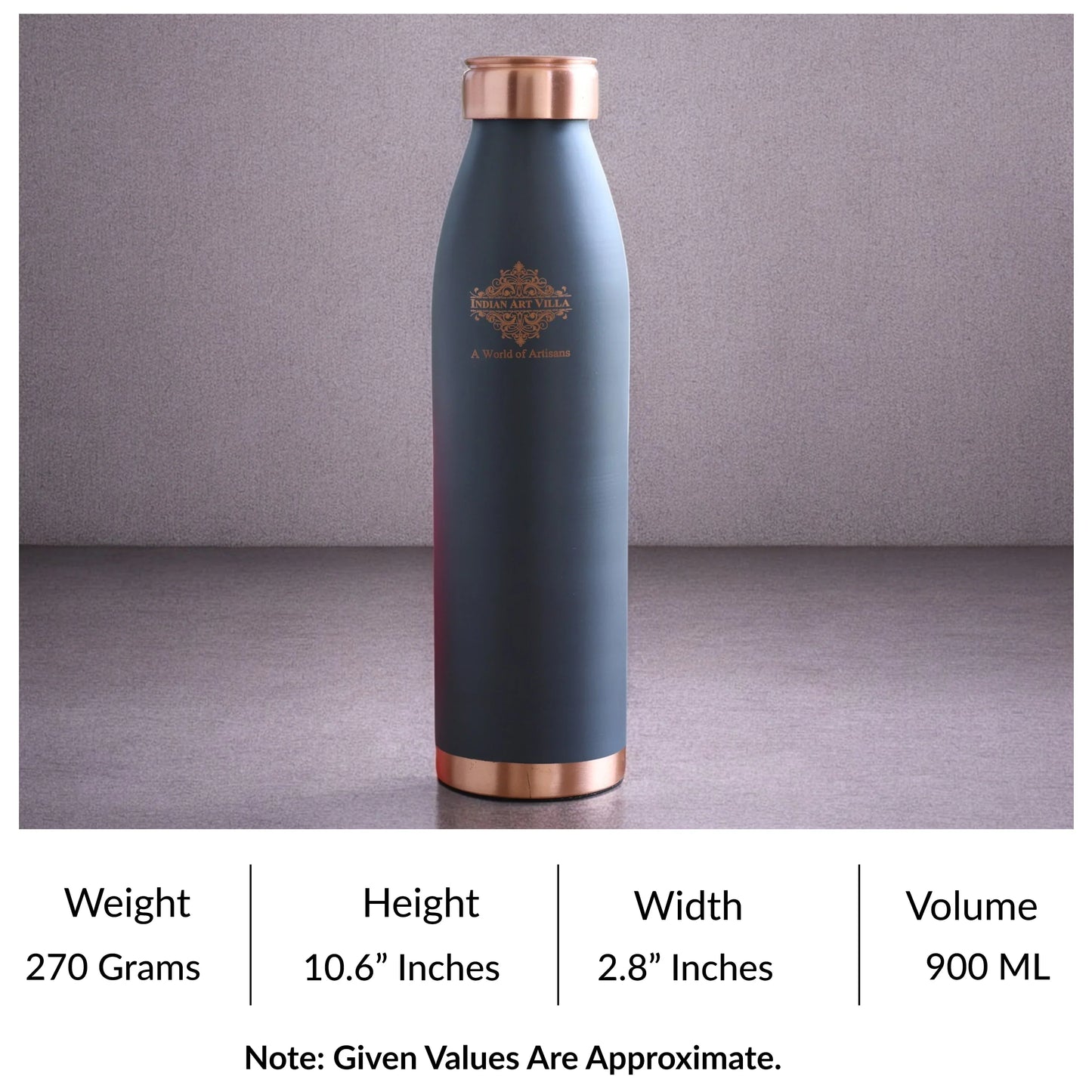 Personalized Copper Silk Finish Water Bottle 900 ML