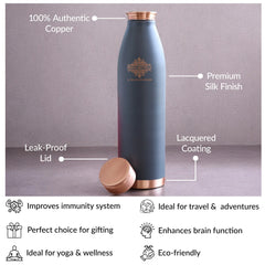 Pure Copper Bottle with Lacquer Coated Silk Finish Design, 900 ML
