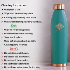 Pure Copper Bottle with Lacquer Coated Silk Finish Design, 900 ML