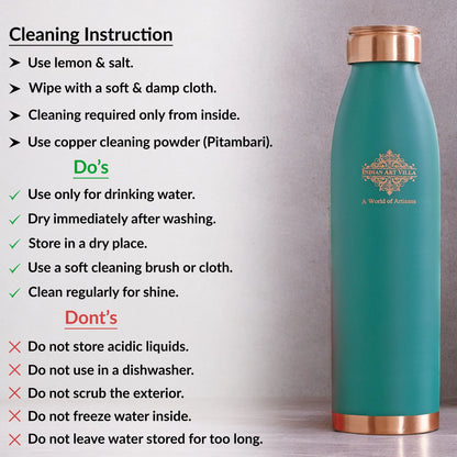 Personalized Copper Silk Finish Water Bottle 900 ML