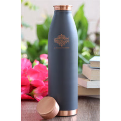 Pure Copper Bottle with Lacquer Coated Silk Finish Design, 900 ML
