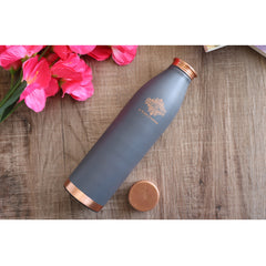 Pure Copper Bottle with Lacquer Coated Silk Finish Design, 900 ML